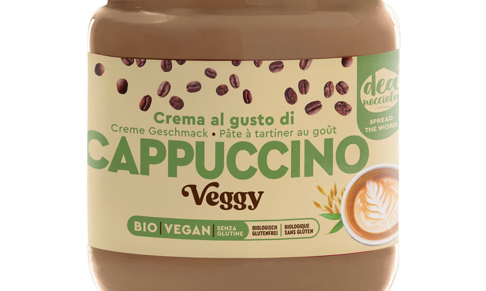 Crema spalmabile vegan al gusto di cappuccino con bevanda di avena e di riso