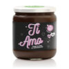 vasetto di crema spalmabile fondente con etichetta nera Dillo con Dolcezza, con dicitura "Ti Amo"