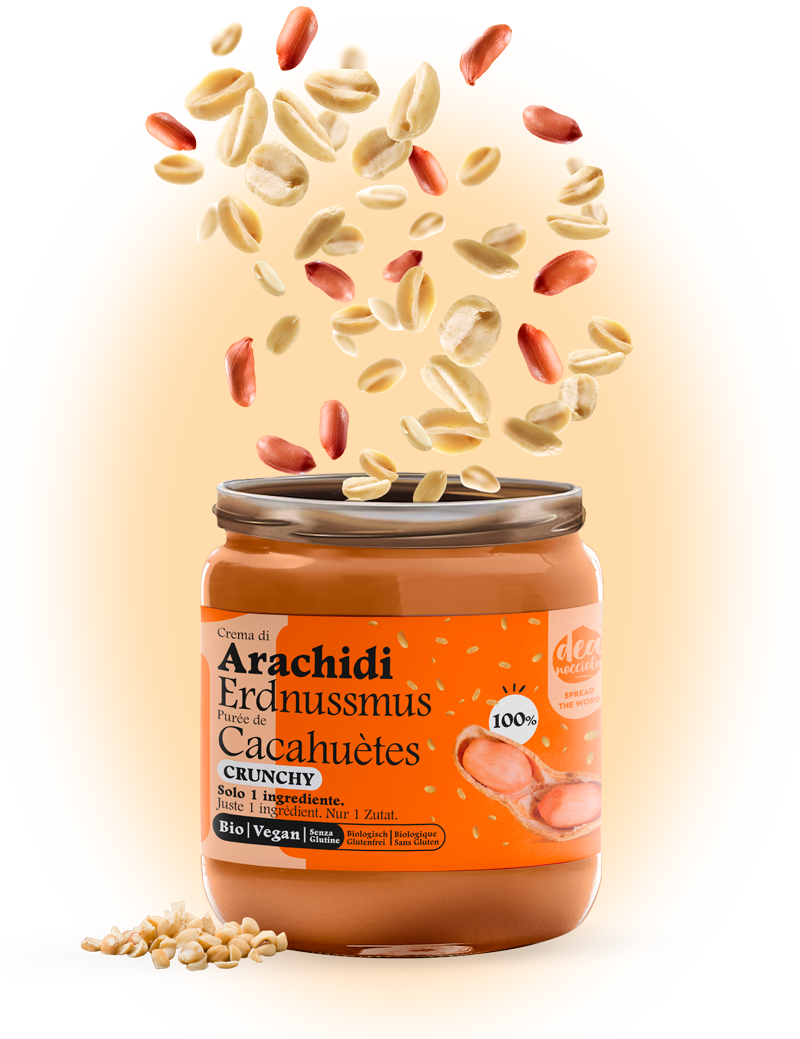 vasetto di 100% arachidi crunchy con arachidi fluttuanti