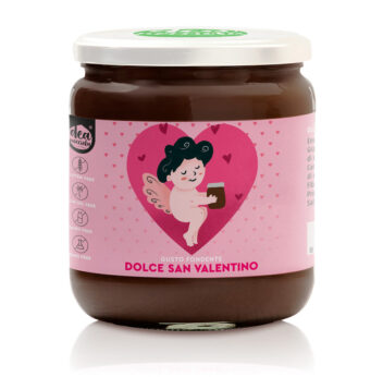 Crema spalmabile fondente edizione speciale San Valentino con disegno di cupido