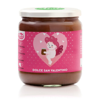 Crema spalmabile al latte edizione speciale San Valentino con disegno di cupido