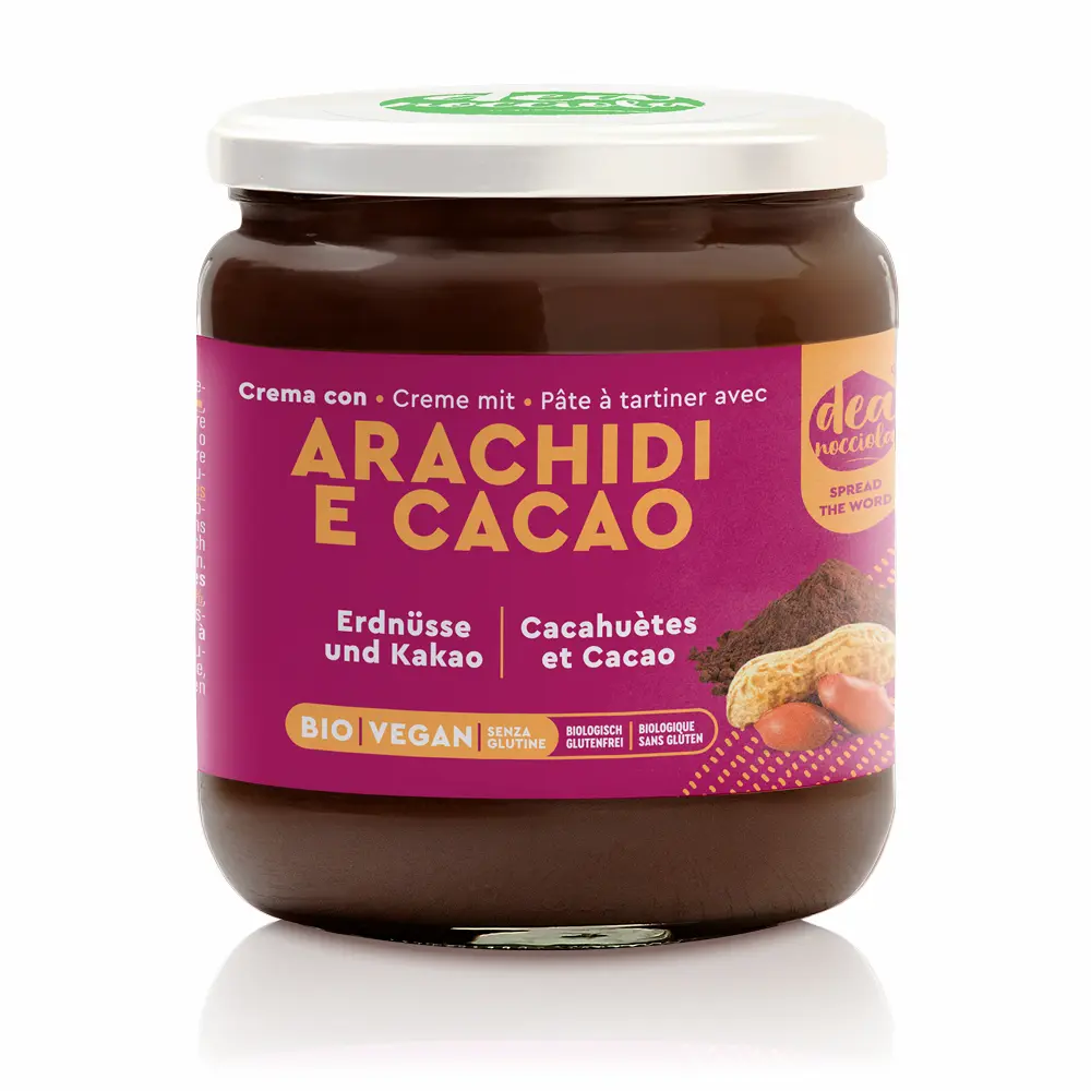vasetto di crema con arachidi e cacao