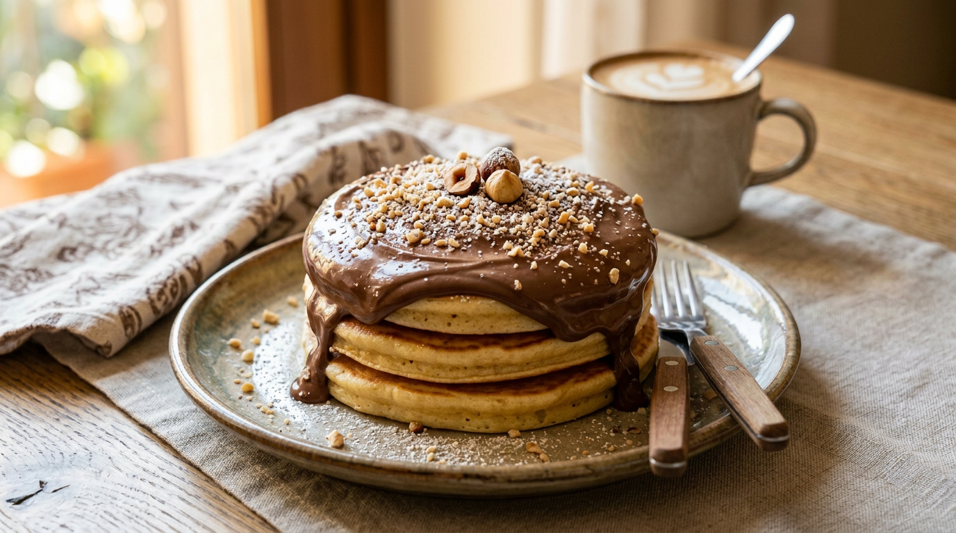 pancake con crema di nocciola 100%