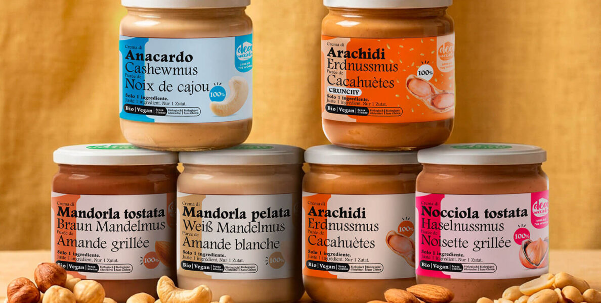 Box naturale: Cofanetto regalo contenente 6 vasetti di creme spalmabili biologiche Deanocciola assortite